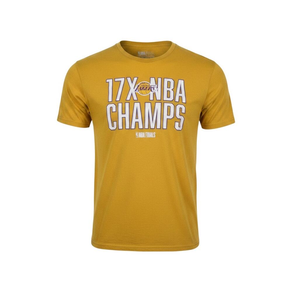 Fanatics Los Angeles Lakers 17X NBA Champs T-Shirt Mens L Yellow NBA Finals